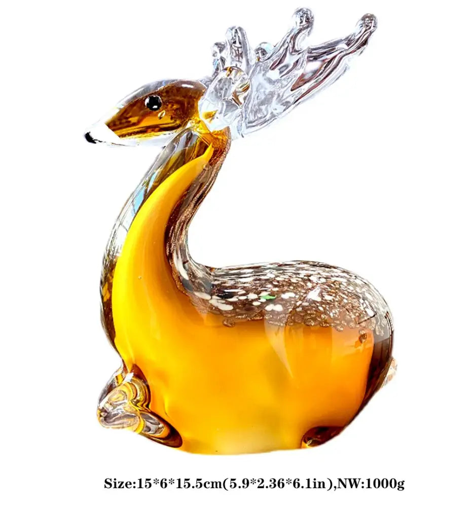 Handmade colorful crystal sika deer figurine living room glass decor