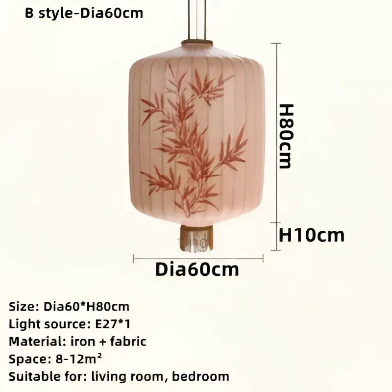 Handmade cream & peach bamboo lantern pendant dining room light