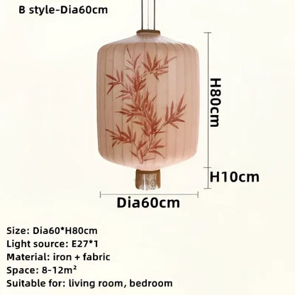 Handmade cream & peach bamboo lantern pendant dining room light