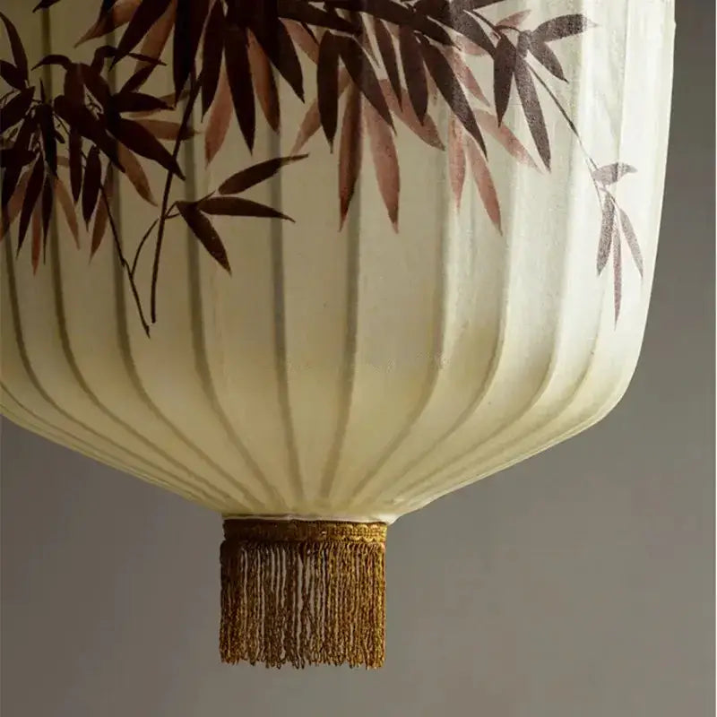 Handmade cream & peach bamboo lantern pendant dining room light