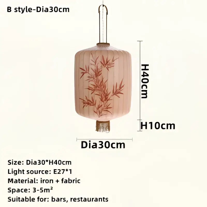 Handmade cream & peach bamboo lantern pendant dining room light