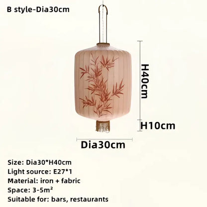 Handmade cream & peach bamboo lantern pendant dining room light