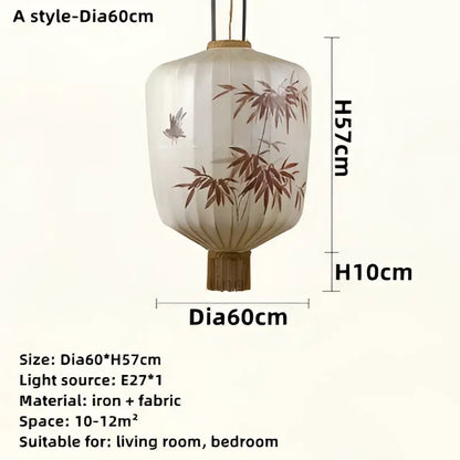 Handmade cream & peach bamboo lantern pendant dining room light