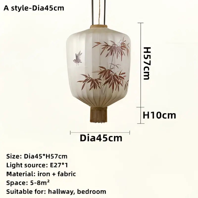 Handmade cream & peach bamboo lantern pendant dining room light