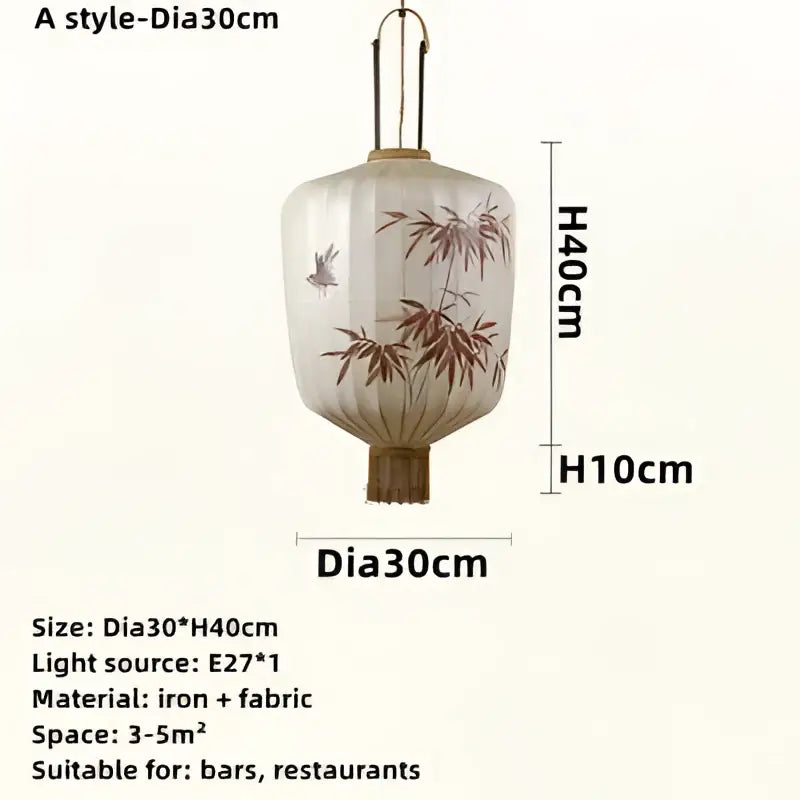 Handmade cream & peach bamboo lantern pendant dining room light