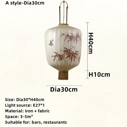 Handmade cream & peach bamboo lantern pendant dining room light