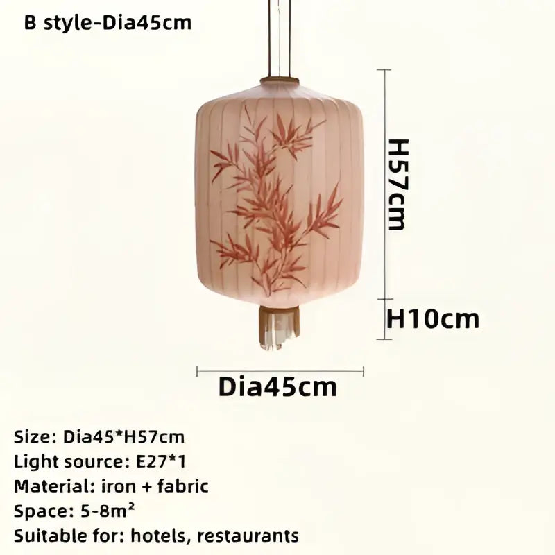 Handmade cream & peach bamboo lantern pendant dining room light