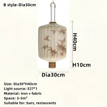 Handmade cream & peach bamboo lantern pendant dining room light
