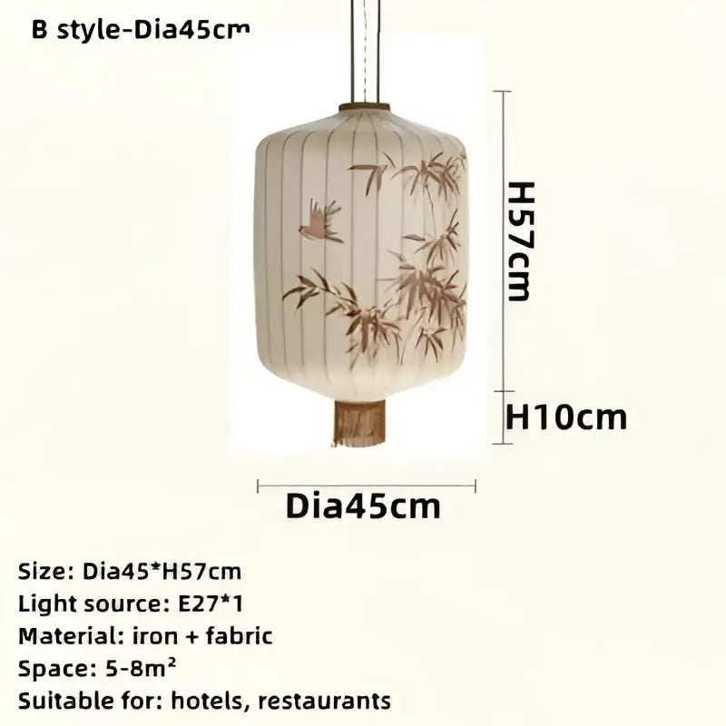 Handmade cream & peach bamboo lantern pendant dining room light