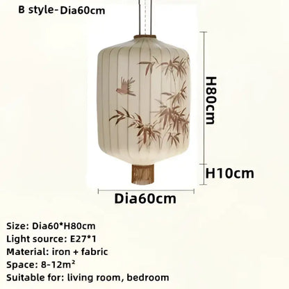 Handmade cream & peach bamboo lantern pendant dining room light
