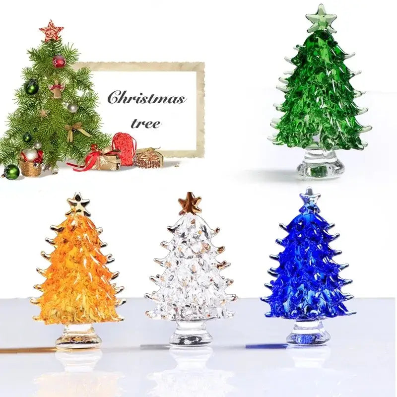 Handmade crystal christmas tree mini figurine living room decor