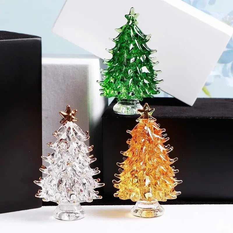 Handmade crystal christmas tree mini figurine living room decor