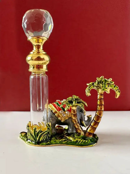 Handmade elephant red & gold crystal perfume bottle bedroom decor
