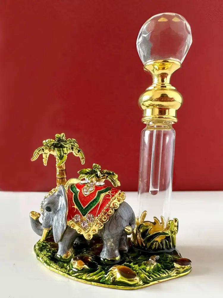 Handmade elephant red & gold crystal perfume bottle bedroom decor