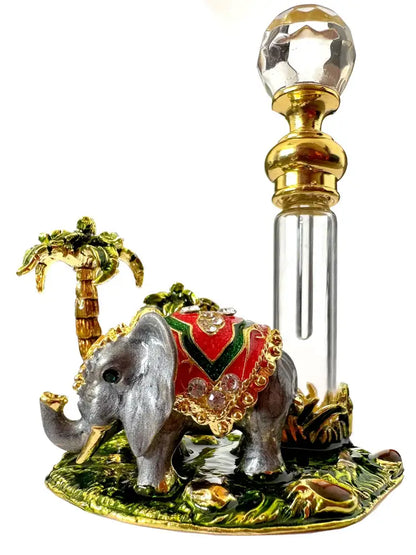 Handmade elephant red & gold crystal perfume bottle bedroom decor