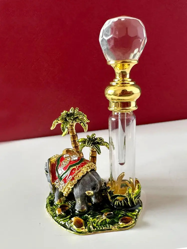 Handmade elephant red & gold crystal perfume bottle bedroom decor