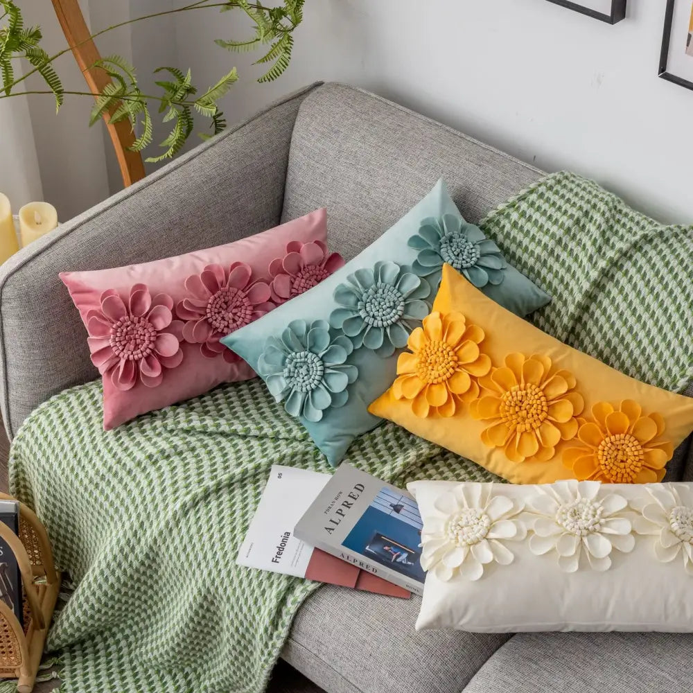 Handmade flower cushion cover set living room floral pillows