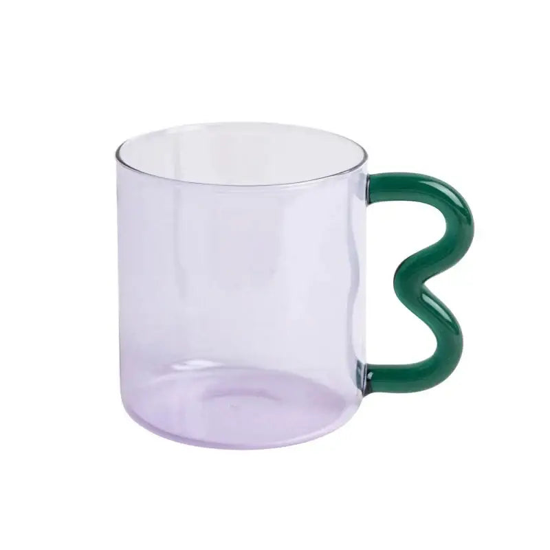 Handmade glass mug lavender & green kitchen coffee cup