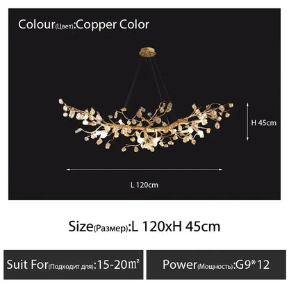 Handmade gold glass crystal led branches chandelier dining room light