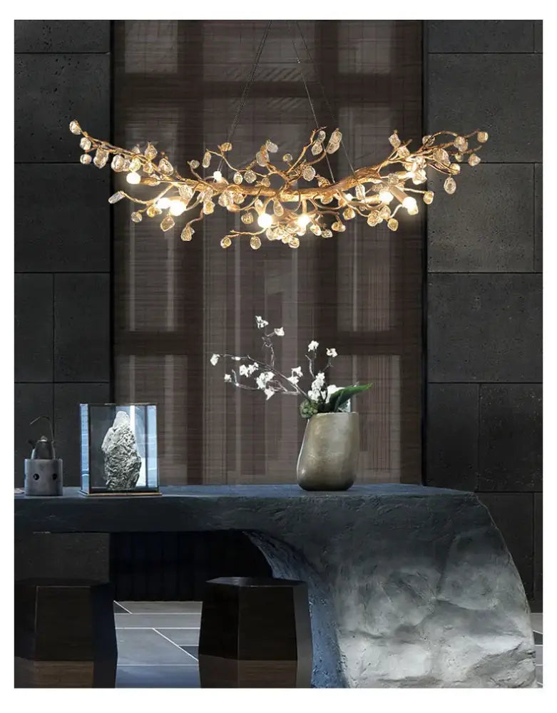 Handmade gold glass crystal led branches chandelier dining room light
