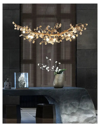 Handmade gold glass crystal led branches chandelier dining room light
