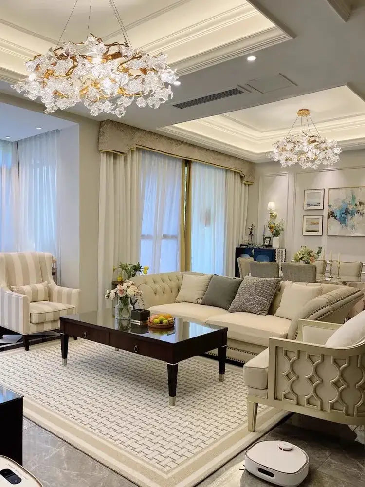 Handmade gold glass crystal led branches chandelier dining room light