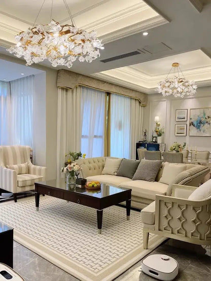 Handmade gold glass crystal led branches chandelier dining room light