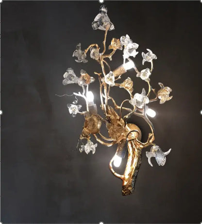 Handmade gold glass crystal led branches chandelier dining room light