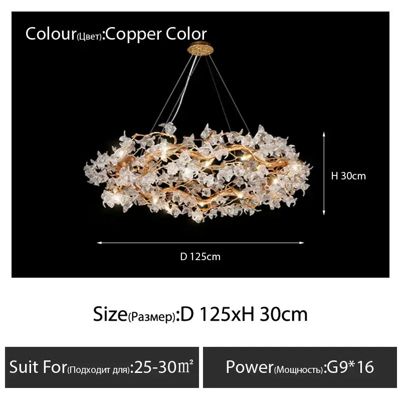 Handmade gold glass crystal led branches chandelier dining room light