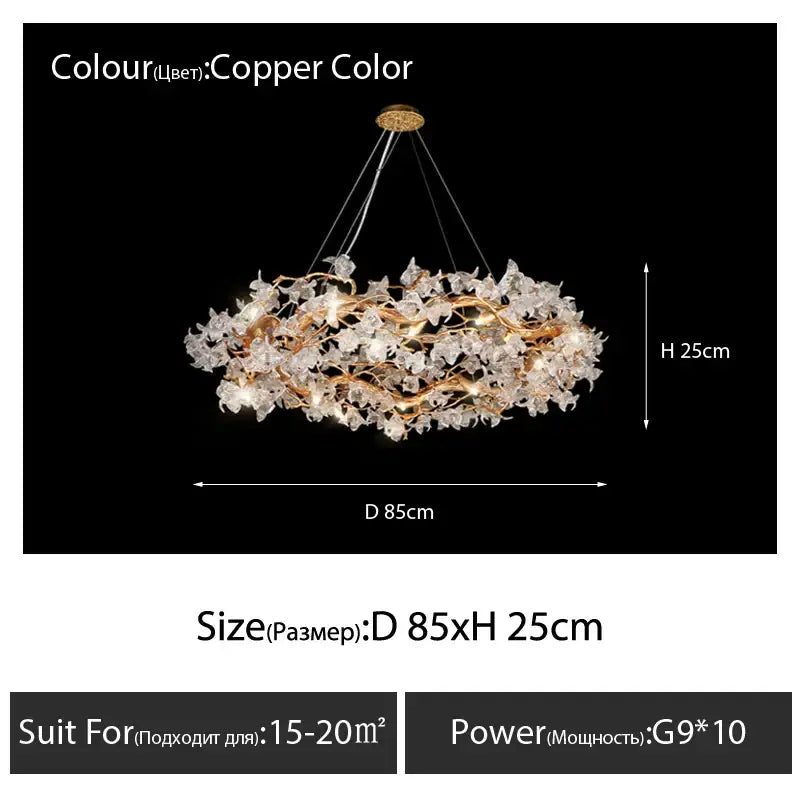 Handmade gold glass crystal led branches chandelier dining room light
