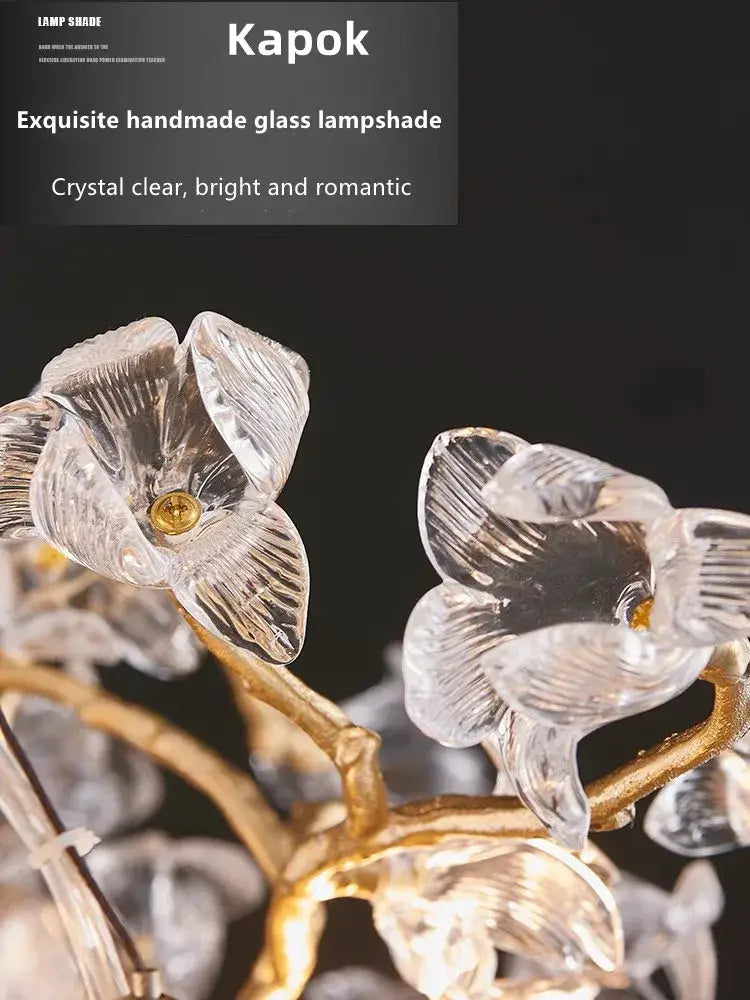 Handmade gold glass crystal led branches chandelier dining room light