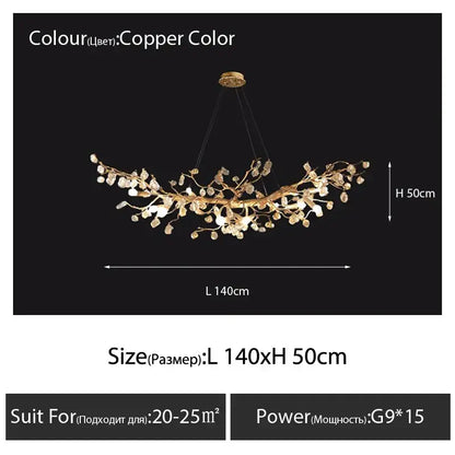 Handmade gold glass crystal led branches chandelier dining room light
