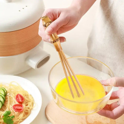 Handmade golden bamboo flour mixer egg beater kitchen whisk