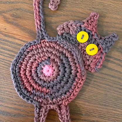 Handmade gray crocheted cat butt coasters dining room decor set of 4