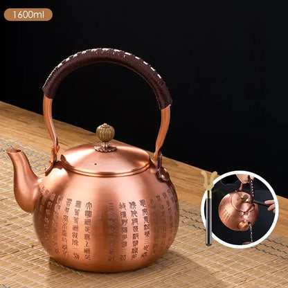 Handmade hammered copper tea pot with knitting handle dining room set
