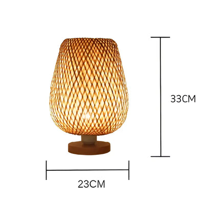 Handmade lattice woven bamboo table lamp bedroom wood light