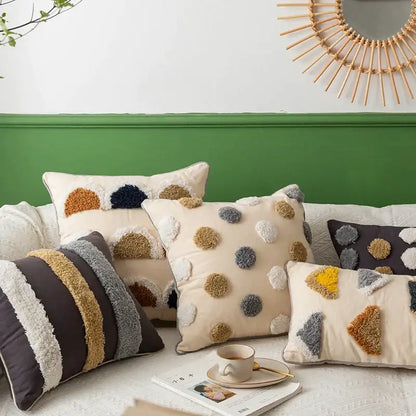 Handmade moroccan geometric pillow cover cream living room decor
