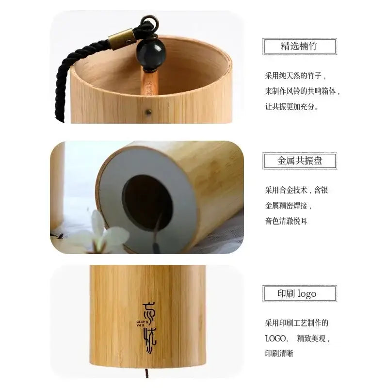 Handmade natural tan bamboo chord wind chimes garden decor
