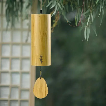 Handmade natural tan bamboo chord wind chimes garden decor