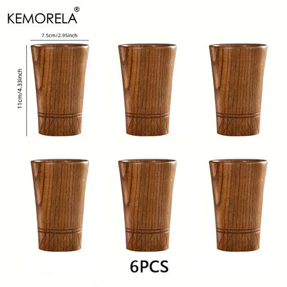 Handmade natural wooden tea cups dining room polished brown tumblers