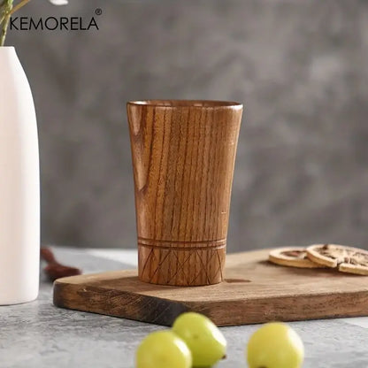 Handmade natural wooden tea cups dining room polished brown tumblers