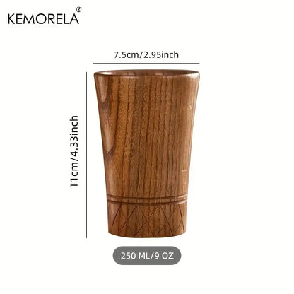 Handmade natural wooden tea cups dining room polished brown tumblers