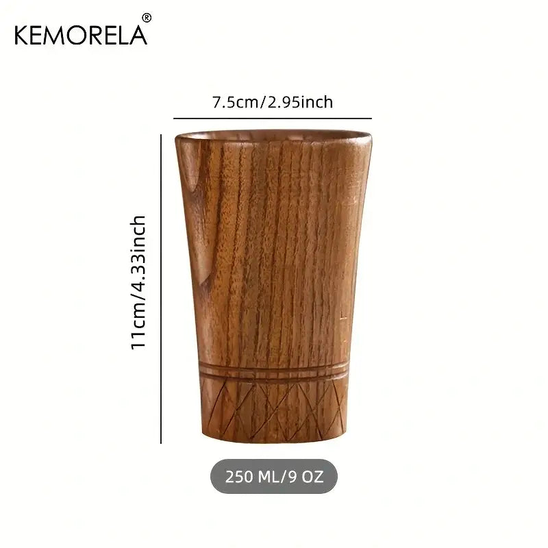 Handmade natural wooden tea cups dining room polished brown tumblers