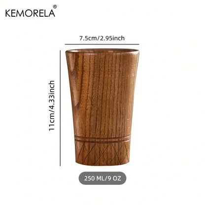 Handmade natural wooden tea cups dining room polished brown tumblers
