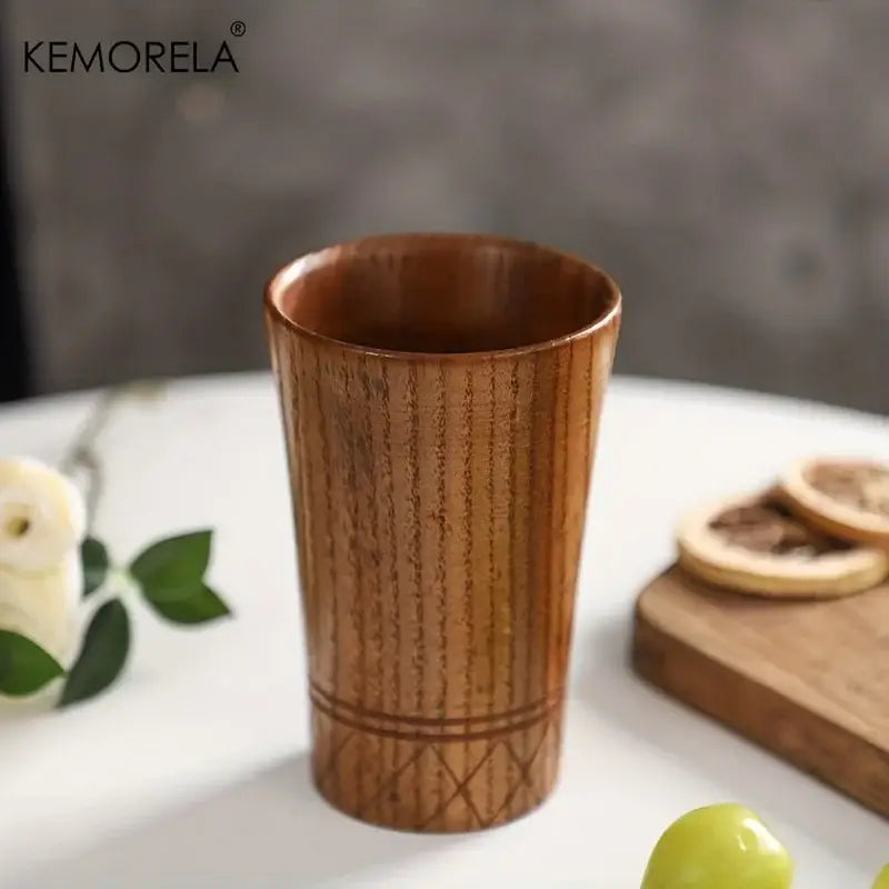 Handmade natural wooden tea cups dining room polished brown tumblers