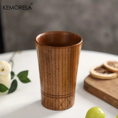 Handmade natural wooden tea cups dining room polished brown tumblers