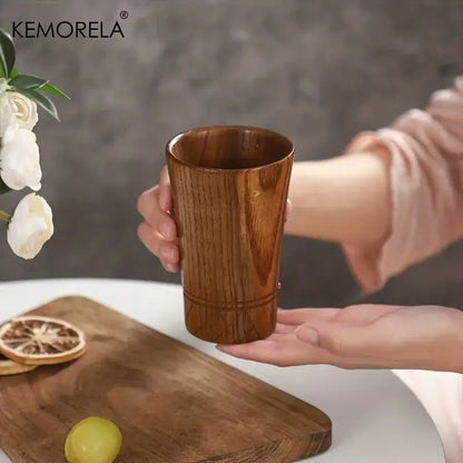 Handmade natural wooden tea cups dining room polished brown tumblers
