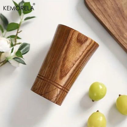Handmade natural wooden tea cups dining room polished brown tumblers