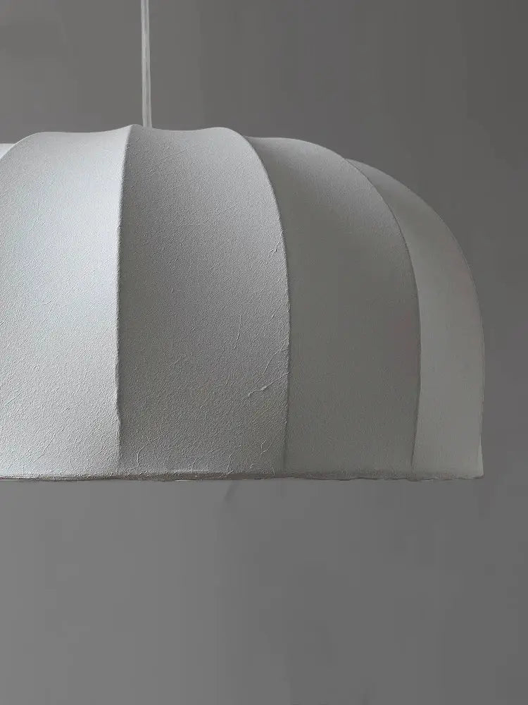 Handmade off-white & beige striped silk pendant lamps for dining room