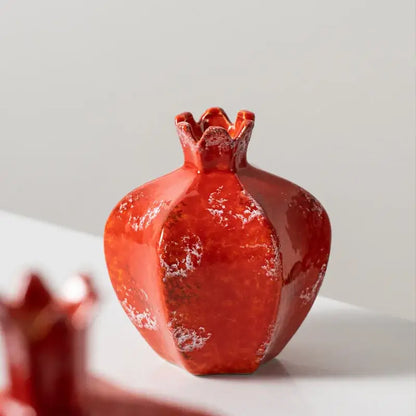 Handmade pomegranate ceramic vase set red & white living room decor